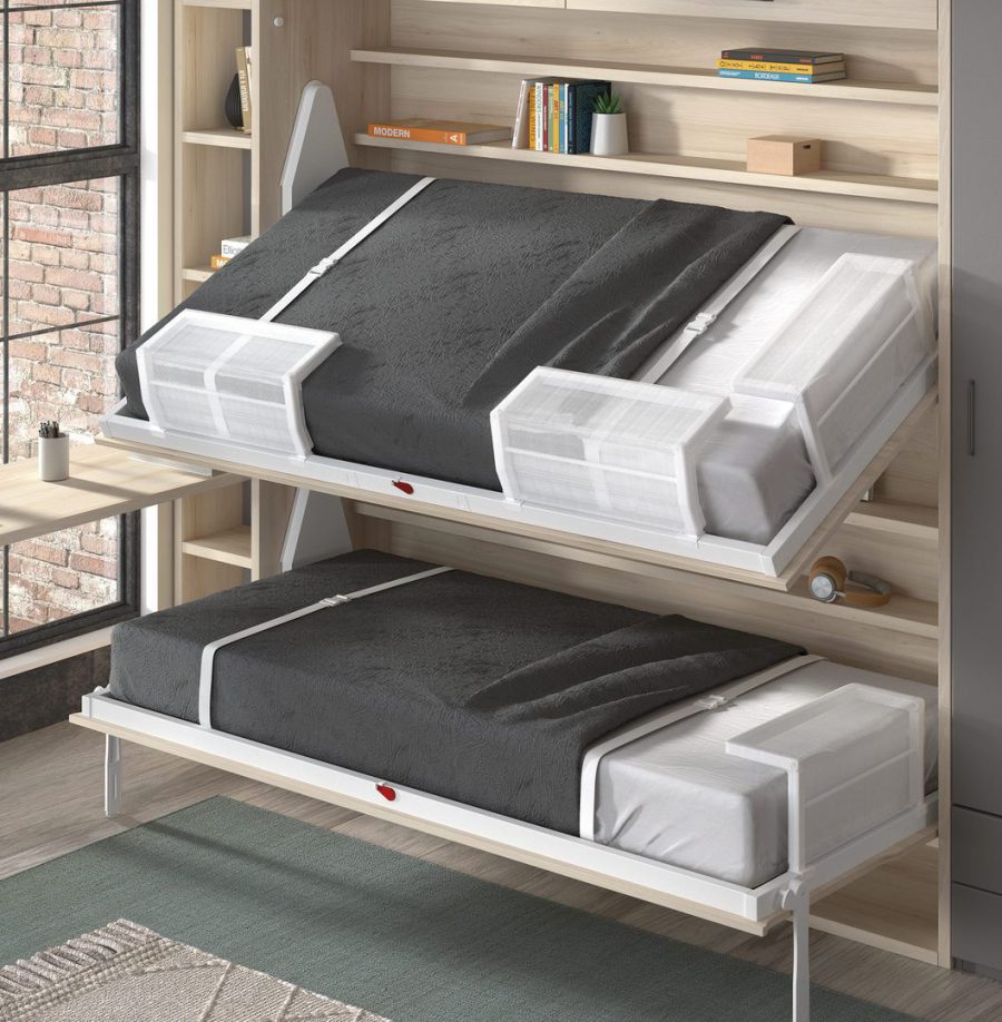 Cama abatible horizontal plegable de 90, 105 con sofá y armario incorporado  Glicerio Chaves Formas 19